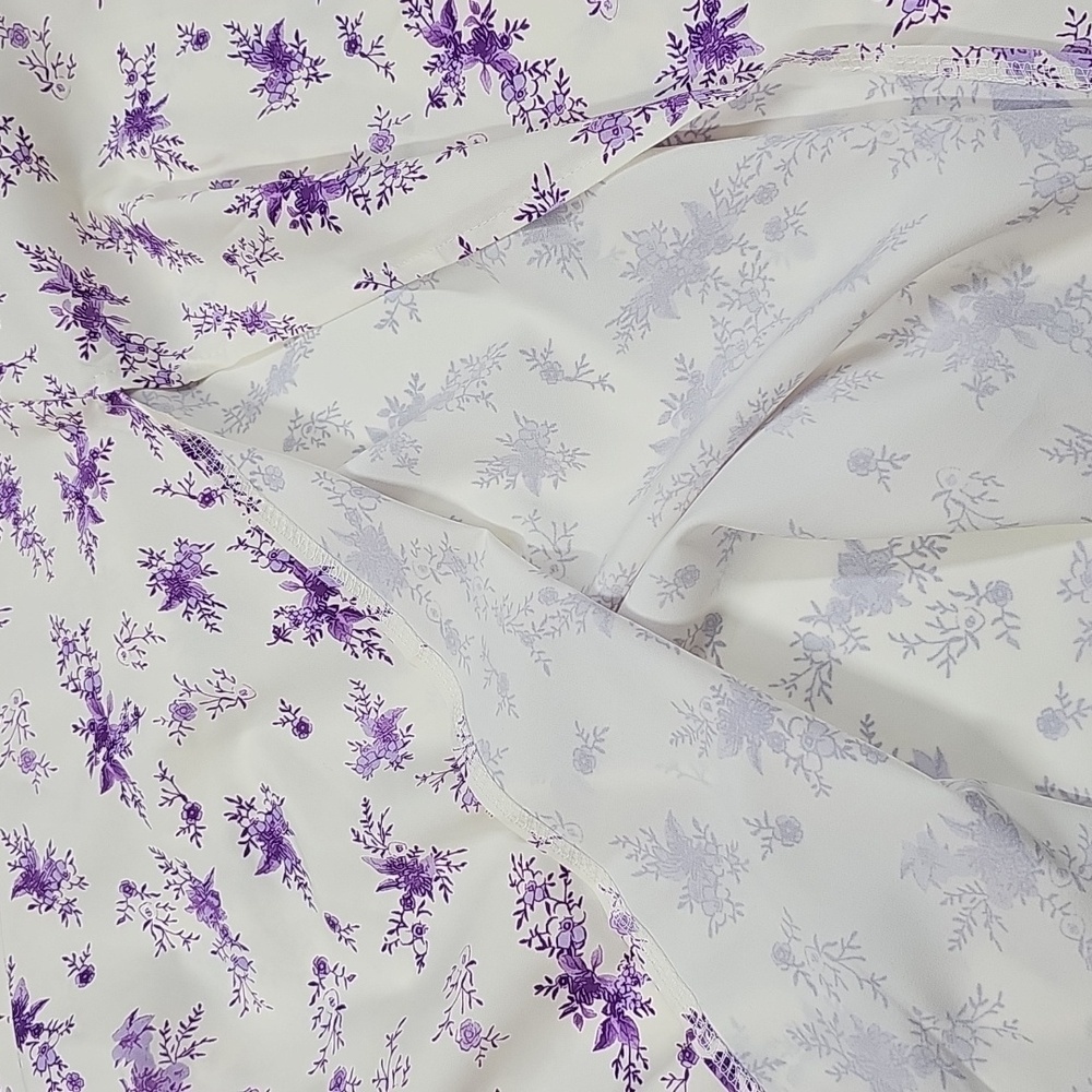 Floral Purple & White Milk Maid Style Dress Corset & Front Front Slit Size L - Picture 7 of 11